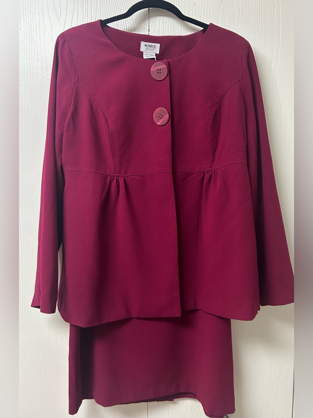 Monroe & Main Women's Burgundy Jacket and Skirt Suit